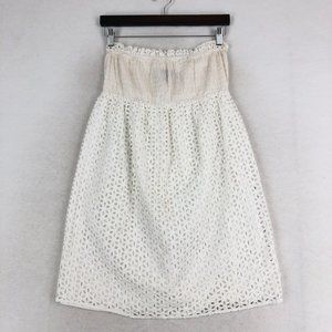 Moda International Women's Size Medium White Eyelet Strapless Cotton Mini Dress